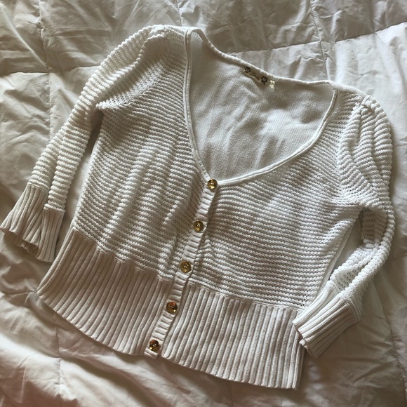 Vintage Guess White Cotton Knit Cardigan Sz XS or Girls XL - Picture 9 of 9